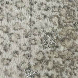 Highland Cow Necklace and Earring Set